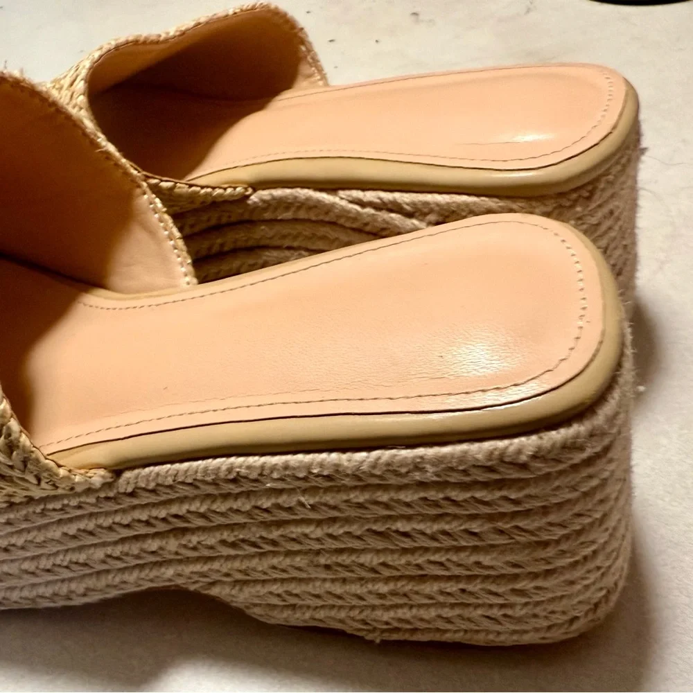 EQAUDES Platform Slip on Espadrille Sandals size 8, beach summer shoes platforms